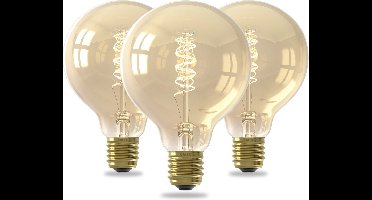 Calex Spiraal Filament LED Lamp - E27 - Globe 9.5cm - Vintage Lichtbron - Goud - Warm Wit Licht - Dimbaar - 3.8W