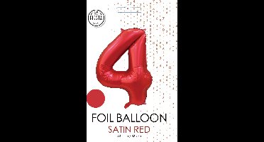 folieballon cijfer 4 mat rood metallic