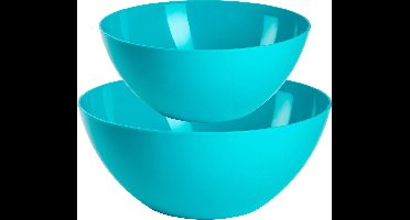 Plasticforte voedsel serveer schalen set - 2x stuks - blauw - kunststof - Dia 23 en 26 cm