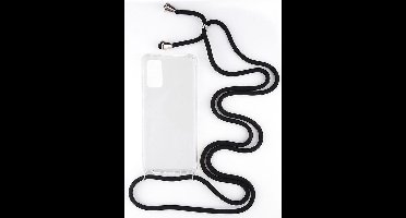 Shop4 - Geschikt voor Samsung Galaxy S20 Hoesje - Zachte Back Case met Koord Zwart