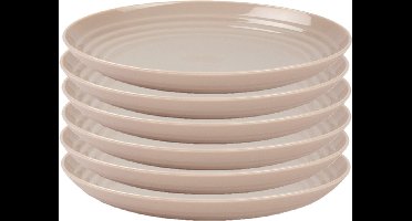 PlasticForte Rond bord/camping bord - 6x - D22 cm - beige - kunststof