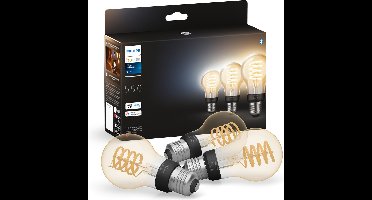 Philips Hue filament standaardlamp A60 - warm tot koelwit licht - 3-pack - E27