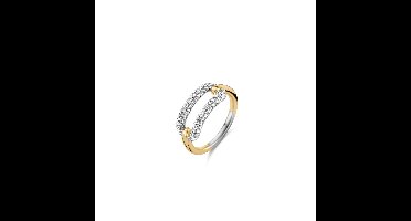 TI SENTO Dames Ring - 925 zilver - Zirkonia met geel verguld - Maat 19.00 mm / maat 60 - 12228ZY