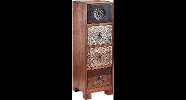 Mahar - Ladekast 4 laden bruin Multi (90 x 30 x 30 cm)