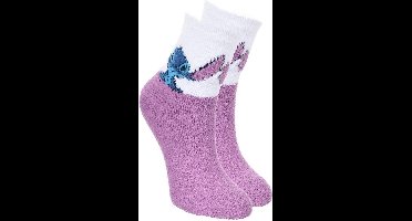 Lilo & Stitch - Cosy / Fluffy huissokken Disney Stitch - paars - maat 23/26