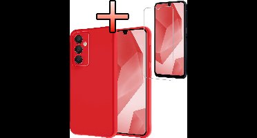 Hoesje - Met Screenprotector - Geschikt voor Samsung Galaxy A16 - Sterk & Shockproof - Back Cover - Siliconen Case - Telefoon Hoes - Rood