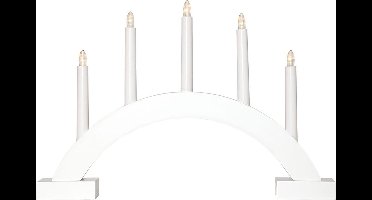 Star Trading eenvoudige kaarsenboog 'Abbe' in wit, 5 LED-kaarsen, batterijen + timer, B 46 cm, H 32 cm