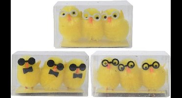 Decoris Kuiken chenille met bril 3-delig