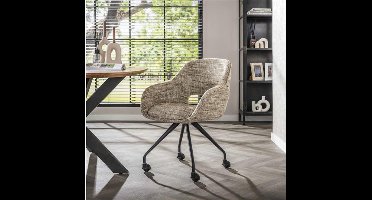 Eetkamerstoel Leonie met wieltjes - Eagle zandkleur - eetkamerstoelen set van 2