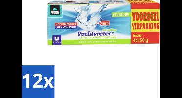 Bison - Ambiance - Vochtvreter - Vochtmagneet - Voordeelverpakking - 450 Gram - 4 stuks per verpakking - Geurloos - Voordeelverpakking - 12 stuks