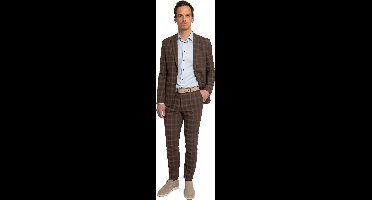 Suitable Strato Toulon Kostuum Wol Ruit Bruin - Maat 54 - Heren