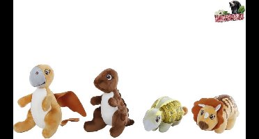 DinoWorld dinosaurus knuffel pluche 14cm multicolor speelgoed.