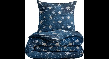 Zelesta® Kiddybed Silver Stars 140x200 - Kinderdekbedovertrek - 30 dagen proefslapen - Wasbaar hoesloos kinderdekbed - Bedrukt kinderdekbed - All Year Winterdekbed & Zomerdekbed