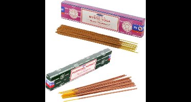 Satya Wierook cadeauset - 2x geurstokjes - Mystic Yoga en Parchouli Forrest geur - Meditatie