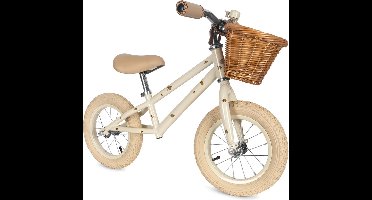 Konges Sløjd Loopfietsje met bel en rieten mandje - Lemon