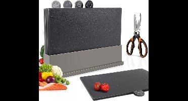 ApexArte® Snijplankenset met Houder - Snijplank - Extra Stevig - Grijs