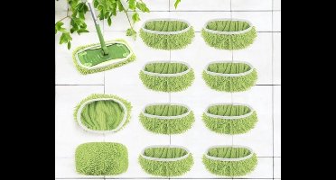 10 stuks voor Swiffer vloerdoeken, microvezelset, 25,4 x 11,5 cm, herbruikbaar, voor Swiffer Sweeper Mop, vloerwisser, nat en droog dweilmop overtrek, voor het reinigen van harde vloeren, houten