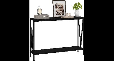 Amalee - Smalle bijzettafel - voor in de gang, slaapkamer of woonkamer - 2 laags - Zwart - 109 cm breed 76 cm hoog 25 cm diep -