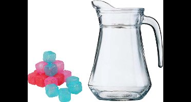 Luminarc karaf/schenkkan - glas - 1300 ml - met 18x herbruikbare ijsklontjes