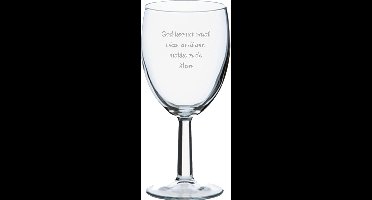 Wijnglas gegraveerd - 24,5cl - God koe net oaral wêze en dêrom makke er de Mem