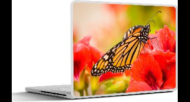 Laptop sticker - 14 inch - Bloemen - Vlinders - Monarch - 32x5x23x5cm - Laptopstickers - Laptop skin - Cover
