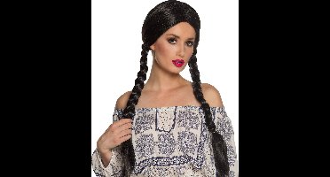 Boland - Pruik Natascha zwart Zwart - Vlechtjes - Lang - Vrouwen - -