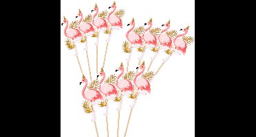 Boland - Set 12 cocktailprikkers Flamingo - Flamingo - Tropisch - Zomer - Themafeest - BBQ - Tuinfeest