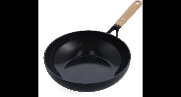GreenPan Eco-Smartshape Wokpan 28cm - 3.7L - PFAS-vrije antikleeflaag - Wokpan inductie - Keramische pan - Ovenbestendig tot 140°C - Koudgrepen - Zonder deksel - Light wood