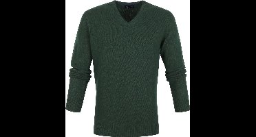 Suitable Lamswol Trui V-Hals Donkergroen - Maat M - Heren