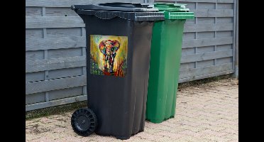 Container sticker Olifant - Kunst - Schilderij - Dieren - Regenboog - 40x40 cm - Kliko sticker