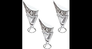 Frietzakhouders - 6x - met 40x frietzakjes - RVS/papier - 9 X 16 cm