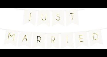 PartyDeco - Banner Just Married - Goud