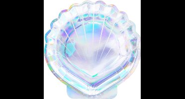 PARTYDECO - 6 kartonnen holografische schelp borden