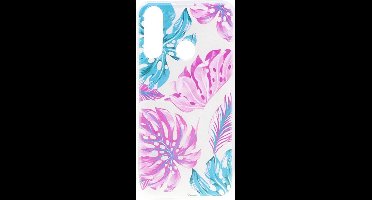 Shop4 - Wiko View 3 Hoesje - Zachte Back Case Bladeren Gekleurd
