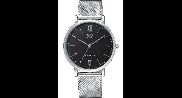 Q&Q QA20J222Y - Horloge - Analoog - Heren - Mannen - Milanese/Mesh band - Rond - Metaal - Cijfers - Zilverkleurig - Zwart - 3ATM