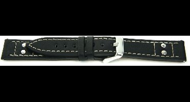 Horlogeband Universeel H165 Leder Zwart 22mm