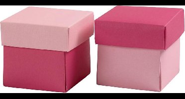 Creotime Vouwkartonnen Doosjes 5,5 X 5,5 X 5,5 Cm 10 Stuks Roze