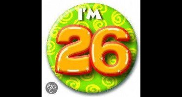 Paper Dreams Button I'm 26 Staal 5,5 Cm Geel/groen/oranje