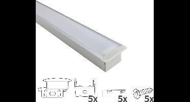 Led strip profiel inbouw 2M – 20mm hoog – incl. afdekkap - Led profiel inbouw - Wit