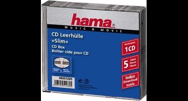 Hama CD box slim 5-pack transparant/zwart
