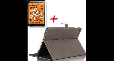 Hoes + Screenprotector geschikt voor iPad Mini (2019) - Smart Book Case Lederen Hoesje - iCall - Grijs
