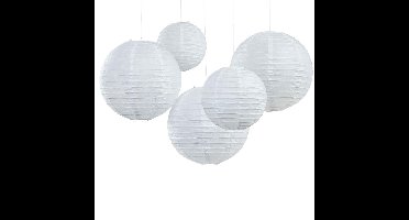 Boho - Lampion set - wit - 30 & 20,5 cm (5 stuks)