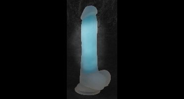 You2Toys – Glow in the Dark Dildo met Balzak en Zuignap Licht Flexibel Harde Kern – Transparant