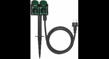 ProPlus Dubbele Schuko Tuincontactdoos - 2 Voudig - 2 meter - 3 x 1.5 mm2 - Verdeeldoos - Stroomverdeler - Tuinstopcontact - Voor Buiten - Met Veiligheidsstekker