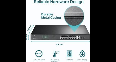 TP-Link TL-SG1218MP - Router - Full duplex - Power over Ethernet (PoE) - Rack-montage