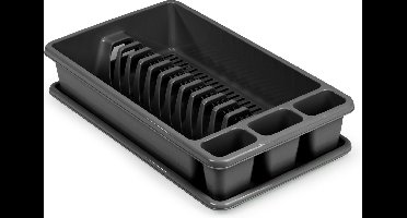 Plasticforte Afwas afdruiprek met lekbak - zwart - kunststof - 45 x 26 x 9 cm
