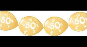 Folat Ballonnenslinger leeftijd 50 jaar - 3 meter - goud - latex - verjaardag thema versiering