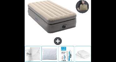 Intex Luchtbed - 1-Persoons - 99 x 191 x 51 cm - Grijs - Inclusief pomp - Hoeslaken - Kussen - Kussenbeschermer en Reparatieset