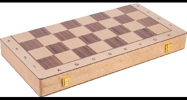 Schaakspel Opklapbaar – 32-delig – Walnoot & Esdoornhout – Luxe Bord met Coördinaten – Koning hoogte 90 mm – Engelhart