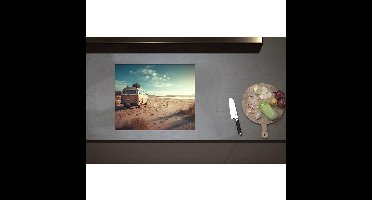 Inductieplaat Beschermer - Camper op Strand - 60x50 cm - 2 mm Dik - Inductie Beschermer - Bescherming Inductiekookplaat - Kookplaat Beschermer van Zwart Vinyl